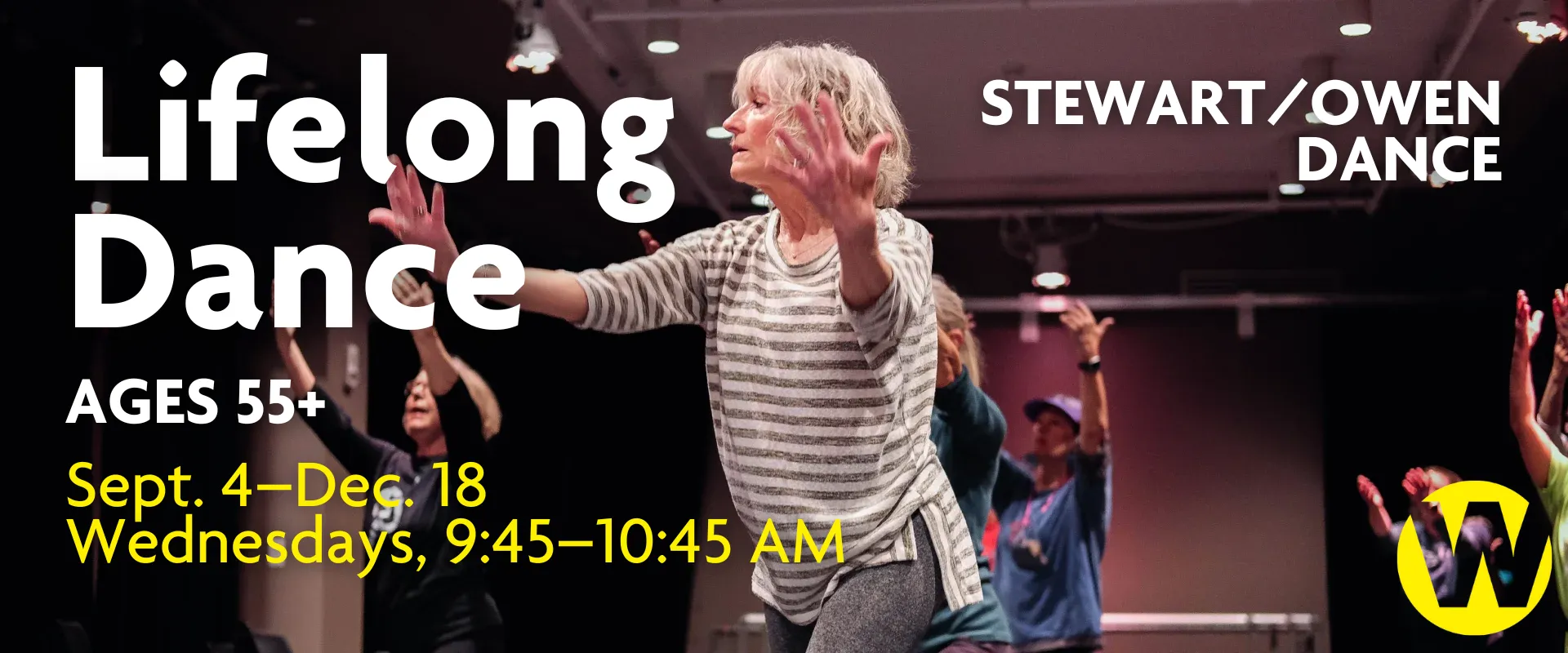 Lifelong Dance Ages 55+, Wednesdays, 9:45-10:45 PM, Sept. 4-Dec. 18