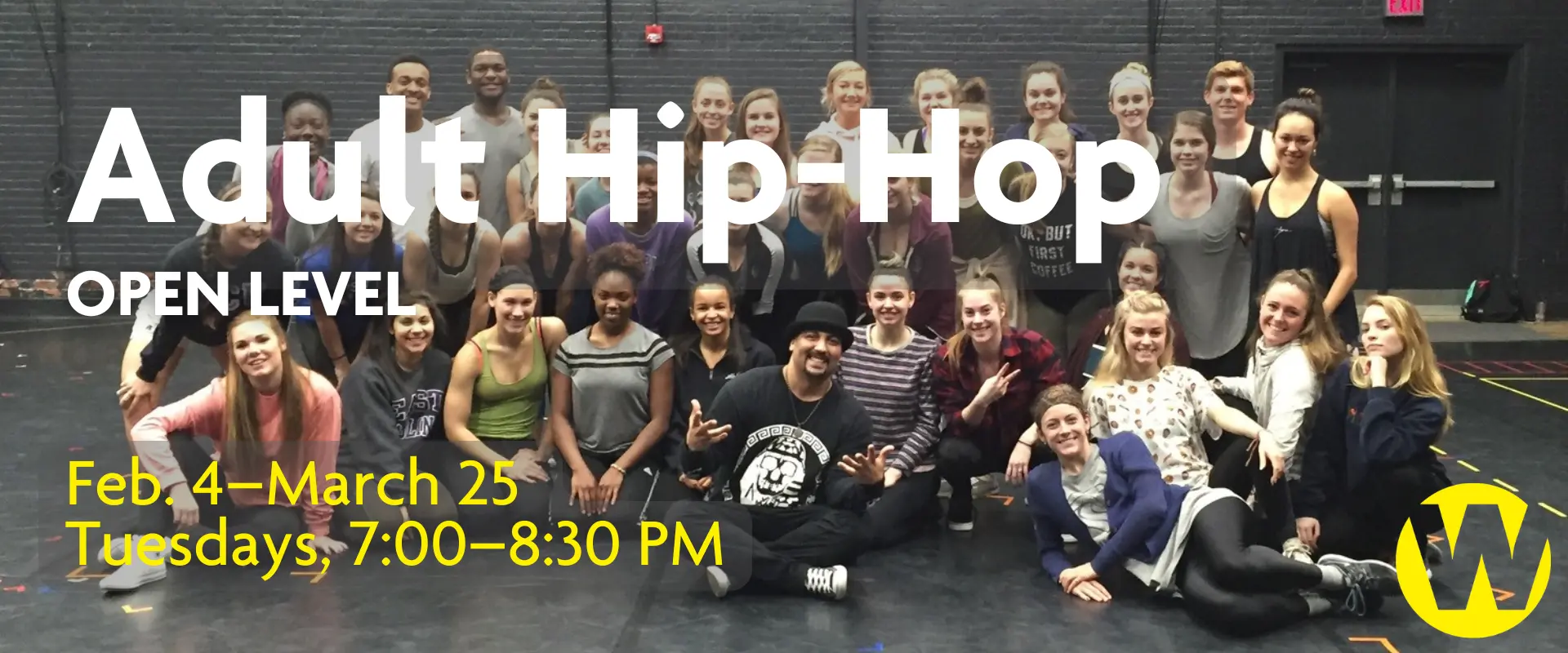 Adult Hip-Hop Open Level, Feb. 4-March 25. Tuesdays, 7-8:30 PM