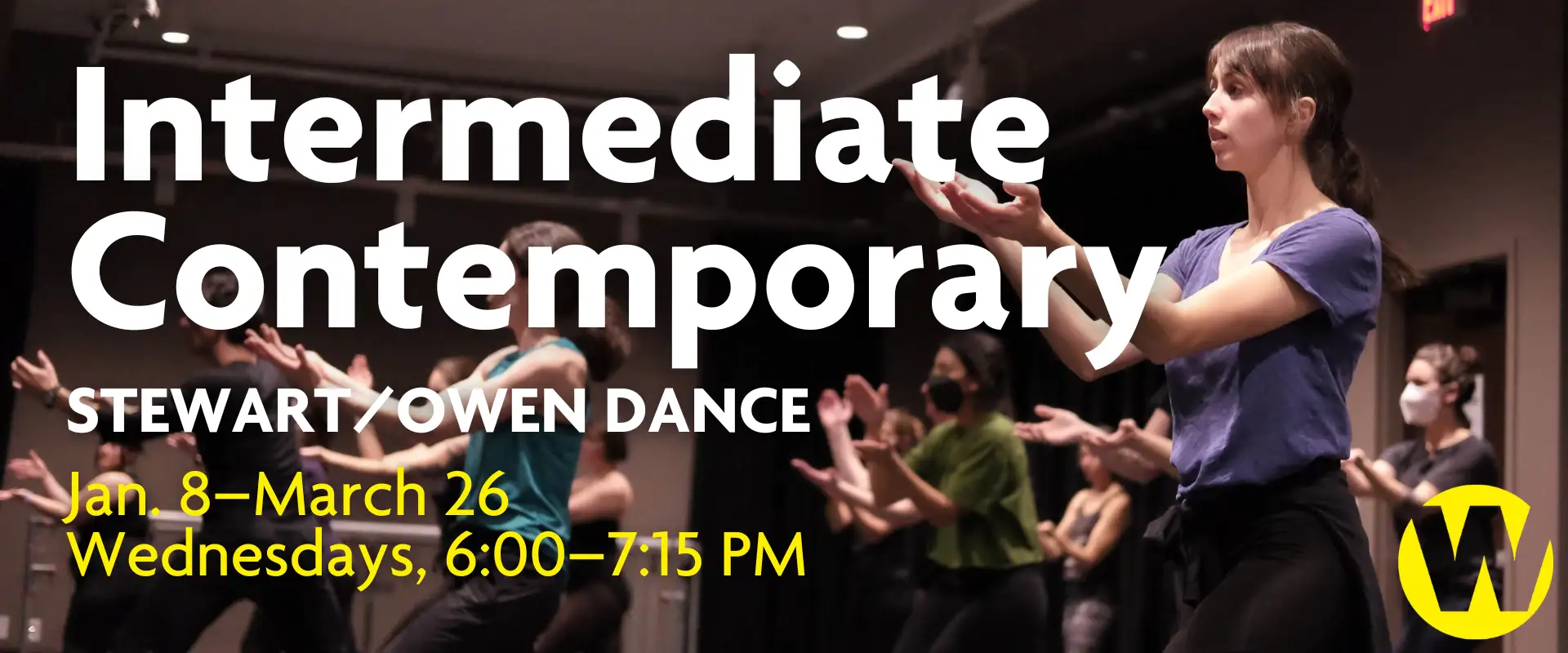 Intermediate Contemporary with Stewart/Owen Dance, January 8 through March 26. Wednesdays, 6-7:15 PM.