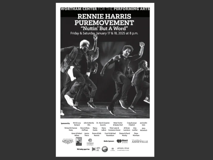 Rennie Harris Puremovement program cover for January 17 & 18, 2025 performances.